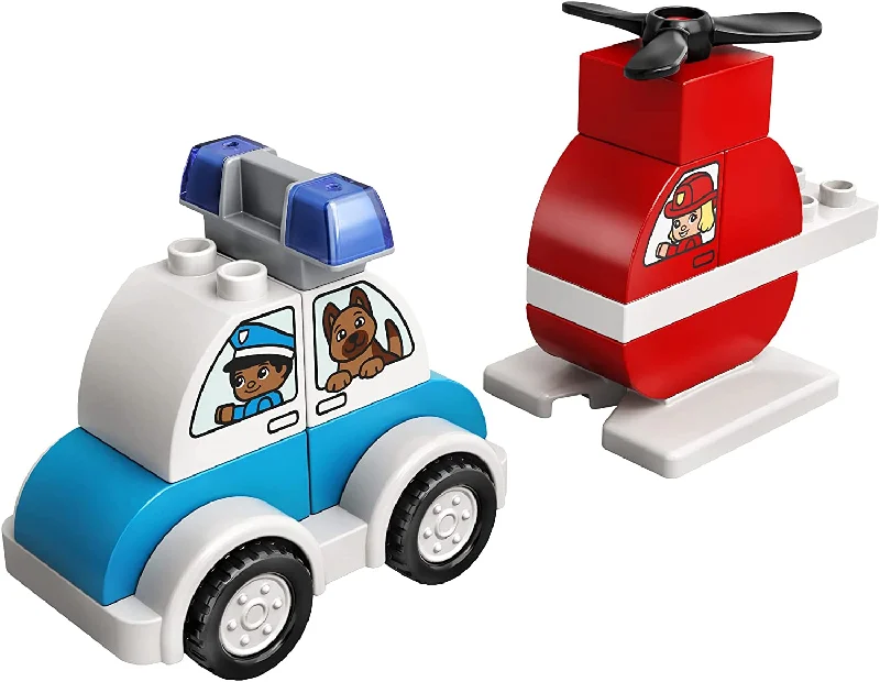 Solid Wood Building Blocks with Removable Parts for Customizable CreationsLEGO Duplo - Fire Helicopter and Police Car 10957