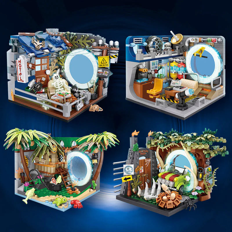 Eco - Friendly Wooden Building Blocks with a Castle - Building ThemeMicro Building Sets Dinosaur Kingdom Meets Outer Space