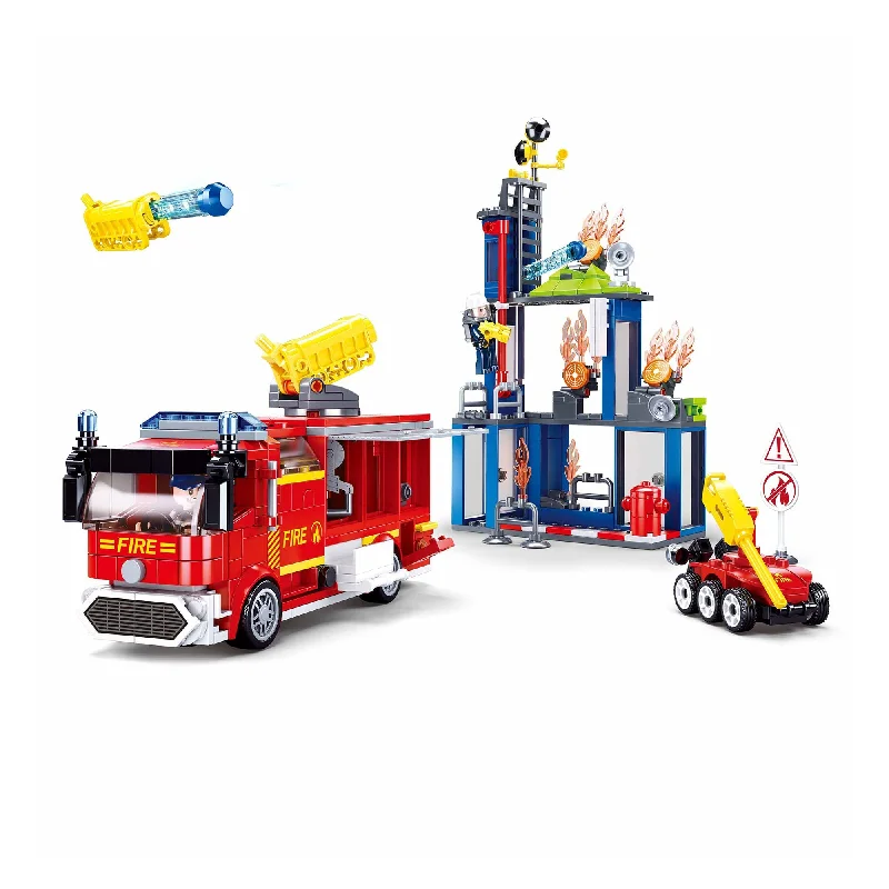 Hand - Sanded Interlocking Wooden Building Blocks for Easy Assembly and DisassemblyPlayzu By Sluban Fire Fighting Training Center Building Blocks Toys || 6years++