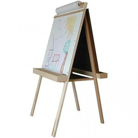 Sustainable Wood Marble Run Set with Multiple Tracks and Marble StorageDeluxe Wooden Easel