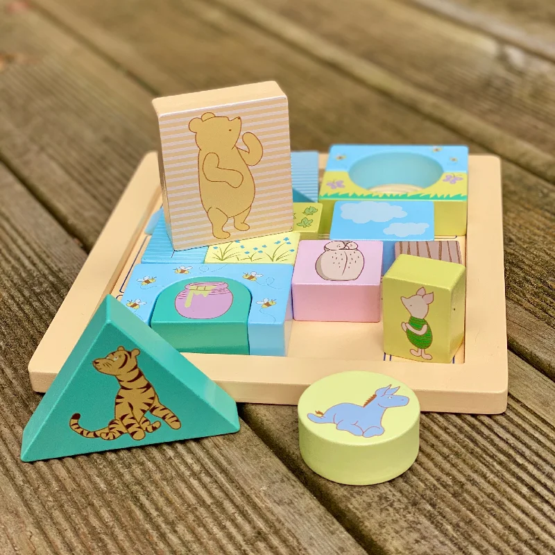 Eco - Friendly Wooden Building Blocks Set with Magnetic Connectors for Creative ConstructionClassic Pooh Block Puzzle