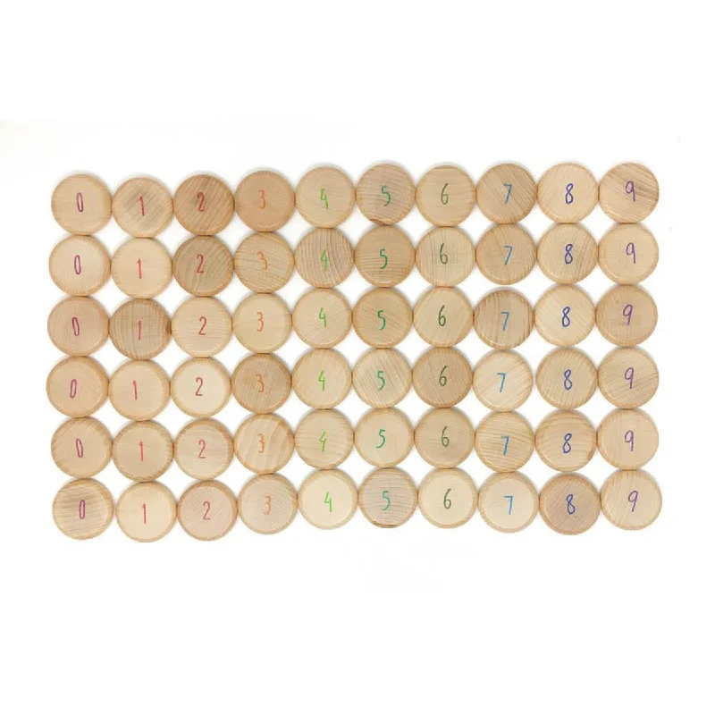 Natural Finish Wooden Pull - Along Toy Duck with Wheels for Toddler Outdoor PlayGrapat natural wood coins to count 60 pcs