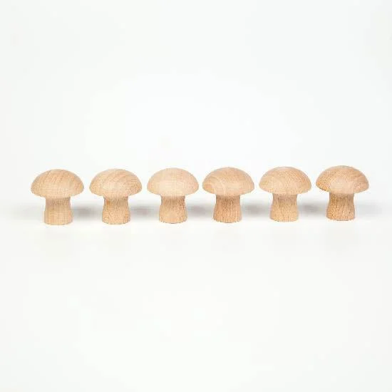 Solid Wood Stacking Cups with Different Sizes for Sensory Play and Motor SkillsGrapat natural wood mushrooms 6 pcs