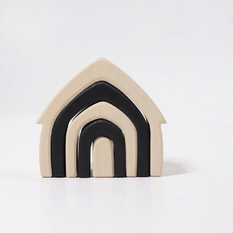 Solid Wood Construction Toy Set with Nuts, Bolts, and Tools for DIY ProjectsGrimm's monochrome house