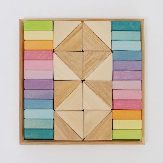 Sustainable Solid Wood Puzzle Set with 50 Pieces for Family Bonding and Brain TrainingGrimms pastel duo