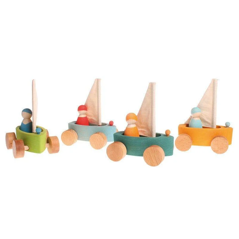 Sustainable Solid Wood Puzzle Set with 50 Pieces for Family Bonding and Brain TrainingLittle Land Yacht - Wooden Toy Sailboat