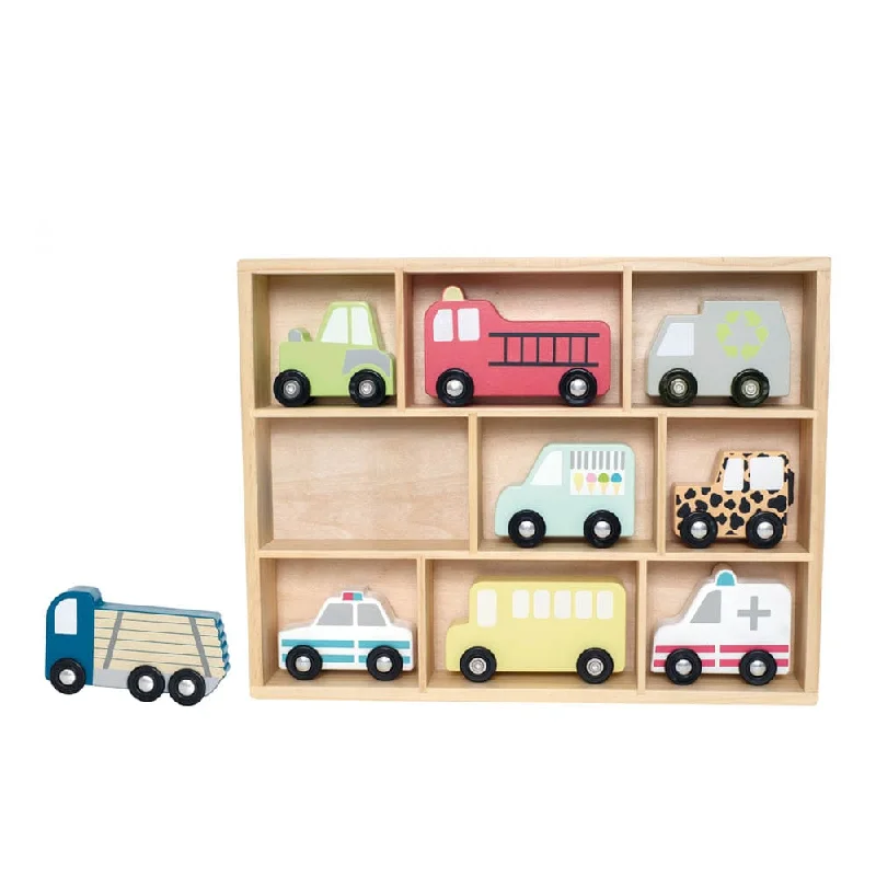 Eco - Friendly Wooden Building Blocks Set with Magnetic Connectors for Creative ConstructionJaBaDaBaDo Car Shelf with 9 Cars