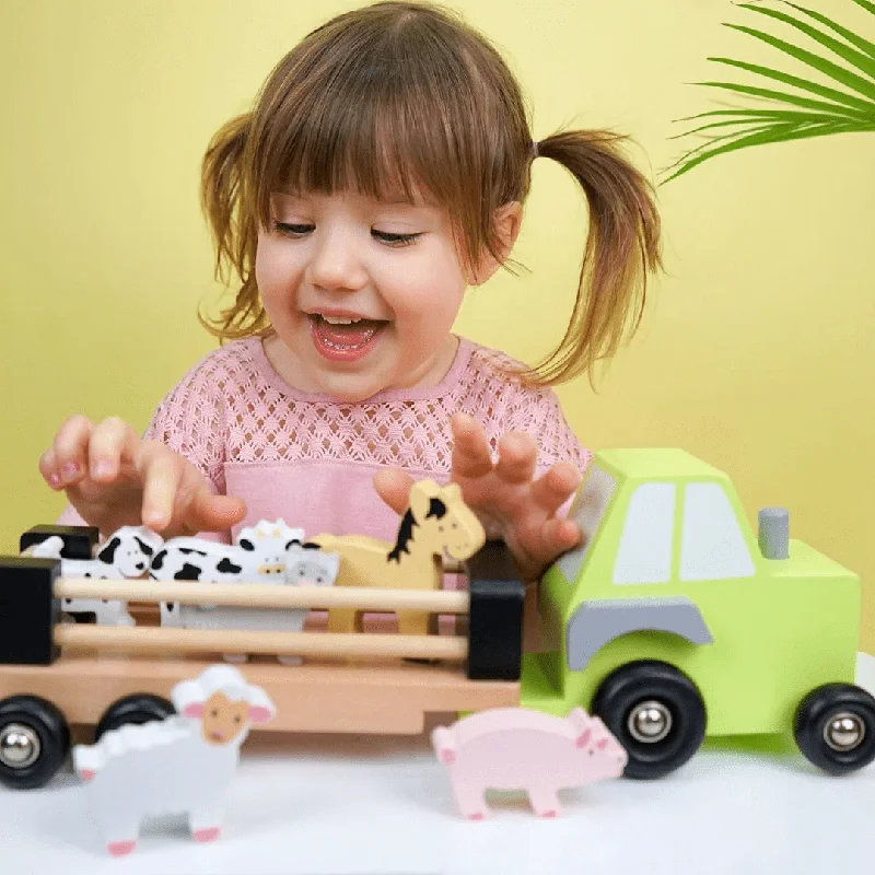 Hand - Painted Wooden Doll Set with Dresses and Accessories for Pretend PlaytimeJaBaDaBaDo Farm Tractor