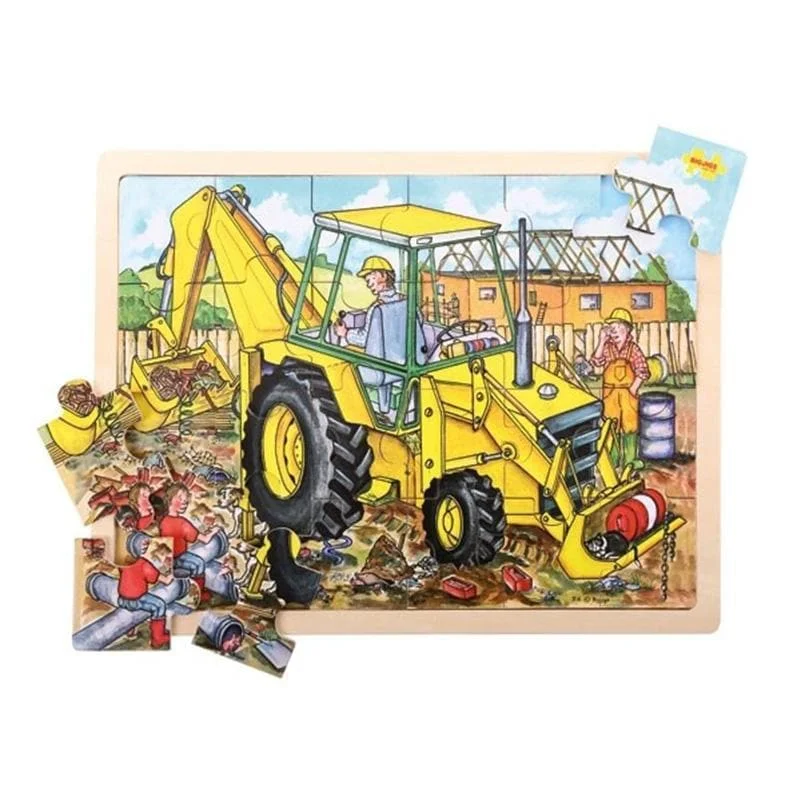 Solid Wood Construction Toy Set with Nuts, Bolts, and Tools for DIY ProjectsLarge Tray Puzzle - Digger