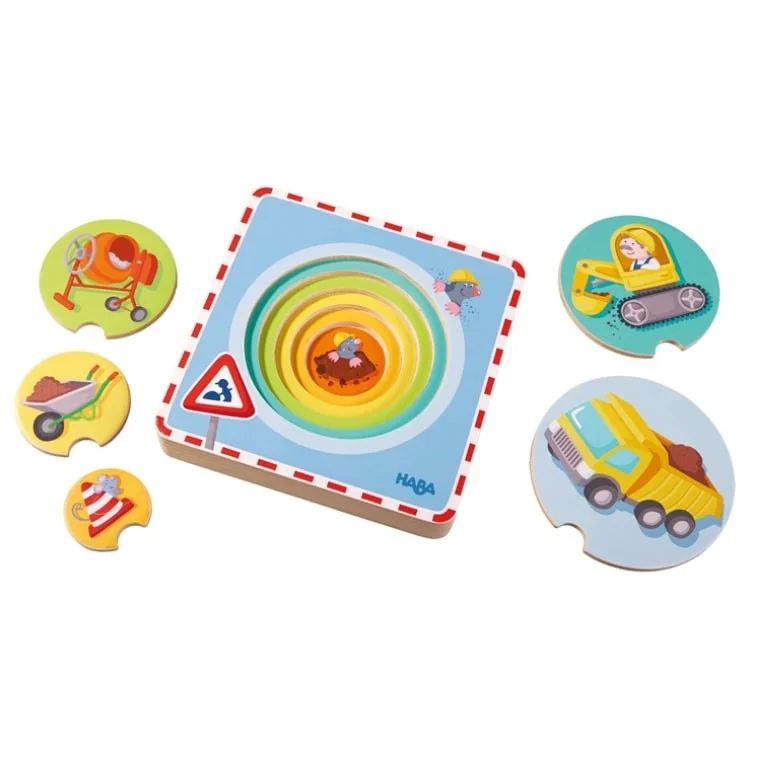 Wooden Musical Instrument Set including a Xylophone and Maracas for Little MusiciansLayered Wooden Puzzle - Construction Site