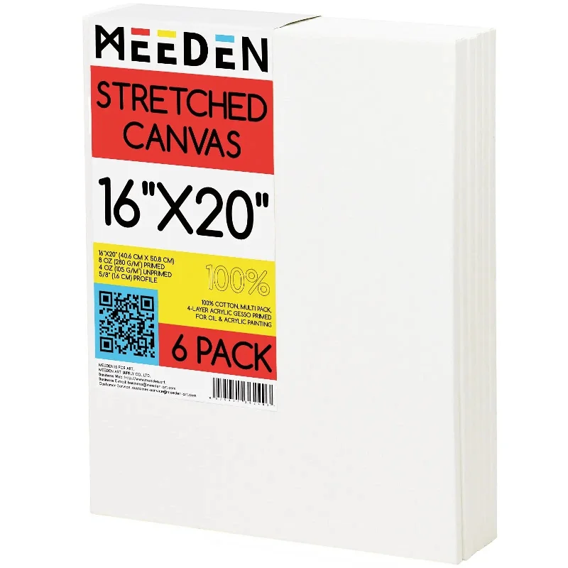 Wooden Sketchbook Covers with Elastic Closures for Protecting ArtworkMEEDEN 100% Cotton Stretched Canvas, 16 x 20 In, 6 Packs