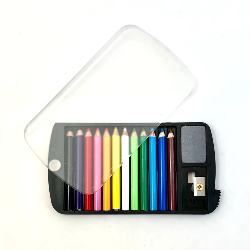 Hand - Sanded Wooden Dowels for Building Structures in 3D HandicraftsMini Colored Pencils + Sharpener + Eraser In A Case