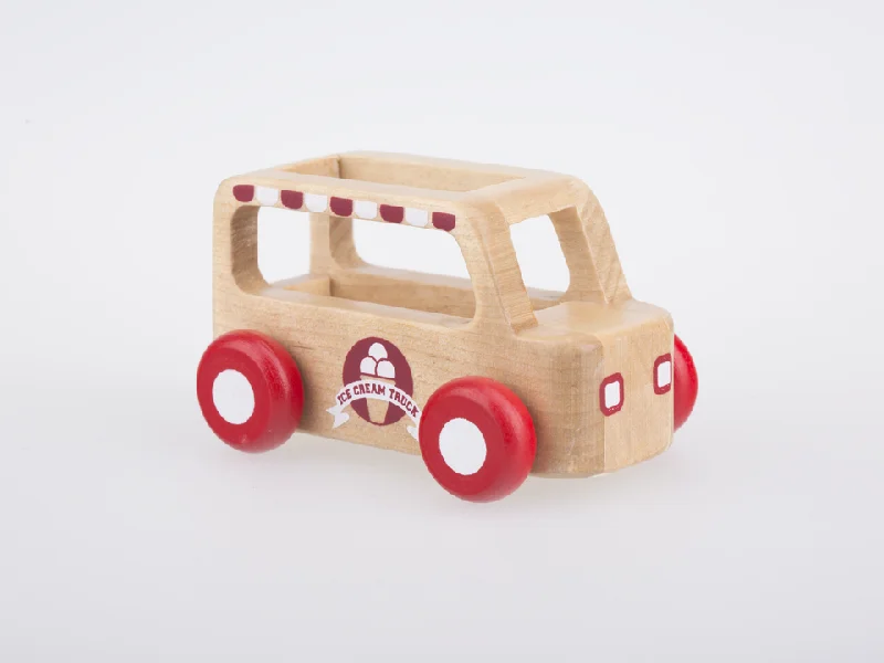 Wooden Toy Truck with Detachable Trailer for Imaginative Play and Cargo TransportMini Ice Cream Truck - Natural Wood