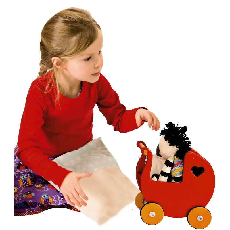 Traditional Wooden Yo - Yo with String and a Smooth Spinning Axle for Retro FunMiniature Dolls Stroller (Pram) - Red