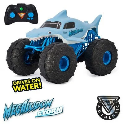 Barbie Fashionista Action Figure with Trendy Streetwear and AccessoriesMonster Jam Official Megalodon Storm All-Terrain Remote Control Monster Truck - 1:15 Scale