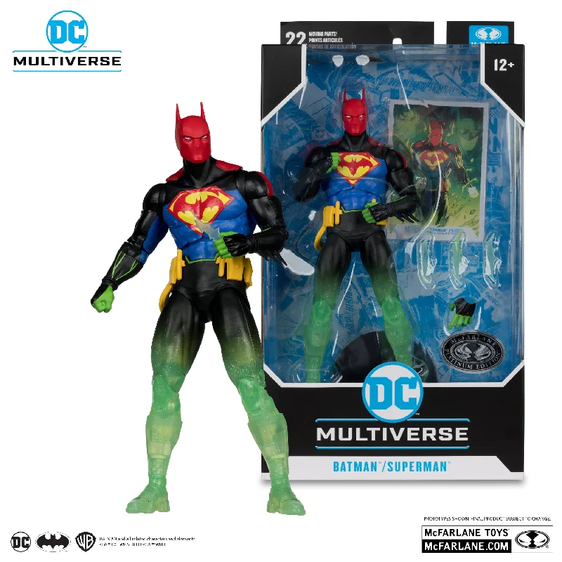 Marvel Avengers Iron Man Action Figure with Light - up Repulsors and Sound EffectsPLATINUM DC Multiverse Batman/Superman Fusion (Batman/Superman: World's Finest) 7" Inch Scale Action Figure - McFarlane Toys