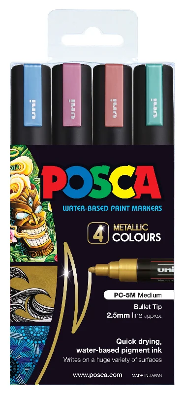 Hand - Turned Wooden Paint Roller Handles for Large - Scale Painting ProjectsPosca Paint Marker PC-5M 1.8-2.5mm Bullet Tip 4 Piece Pack Metallic Colour