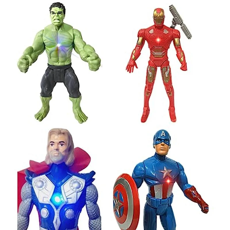 Stranger Things Eleven Action Figure with Psychic - Energy Effect and Demogorgon TargetSet of 4 Action Figure I Hulk I Captain America I Iron Man I Thor (7 Inch)