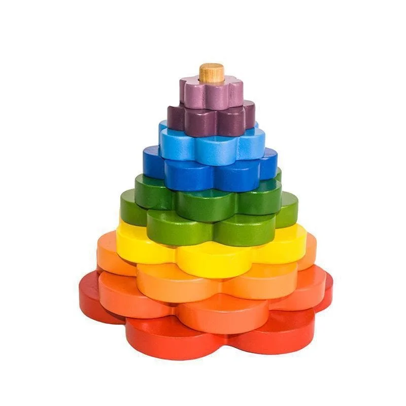 Eco - Friendly Wooden Building Blocks Set with Magnetic Connectors for Creative ConstructionStacking Flowers