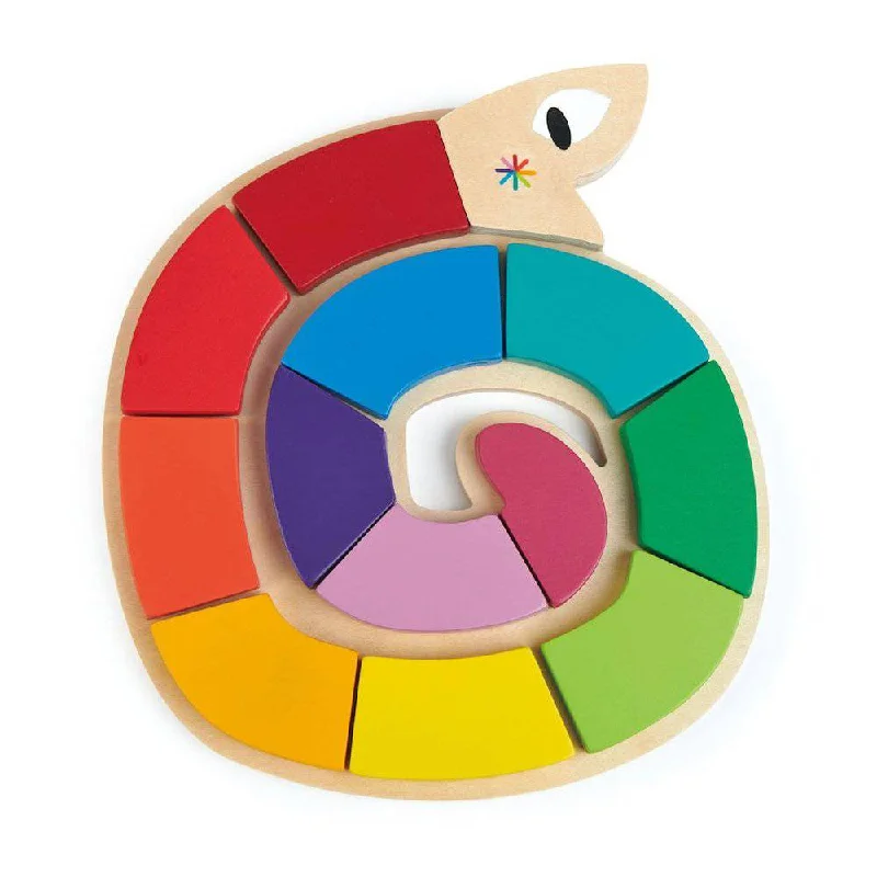 Hand - Turned Wooden Spinning Top with a Colorful Design for Classic AmusementColor Me Happy Snake Puzzle