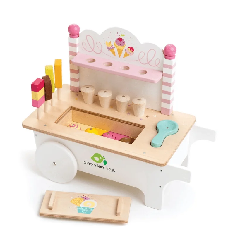 Hand - Carved Wooden Alphabet Blocks for Early Learning and Toddler DevelopmentTender Leaf Toys Push Along Ice Cream Cart