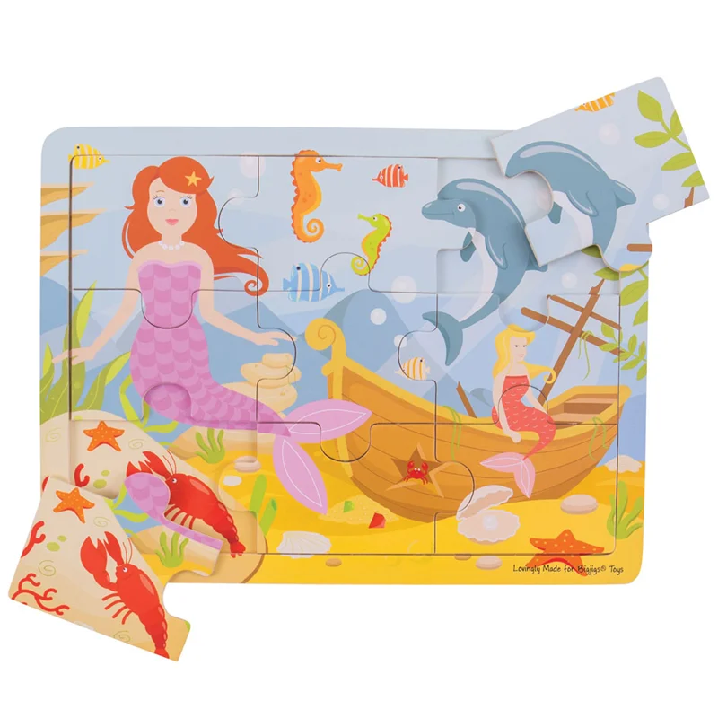 Wooden Musical Instrument Set including a Xylophone and Maracas for Little MusiciansTray Puzzle - Mermaid