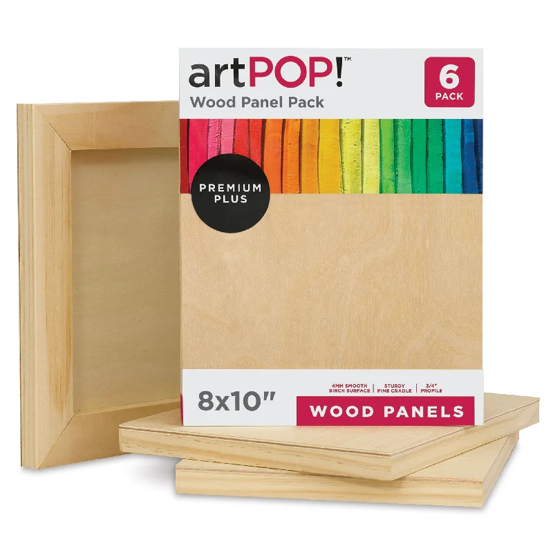 Solid Wood Canvas Stretchers for DIY Canvas Preparation in PaintingWood Panel Pack - 8" x 10", Pkg of 6