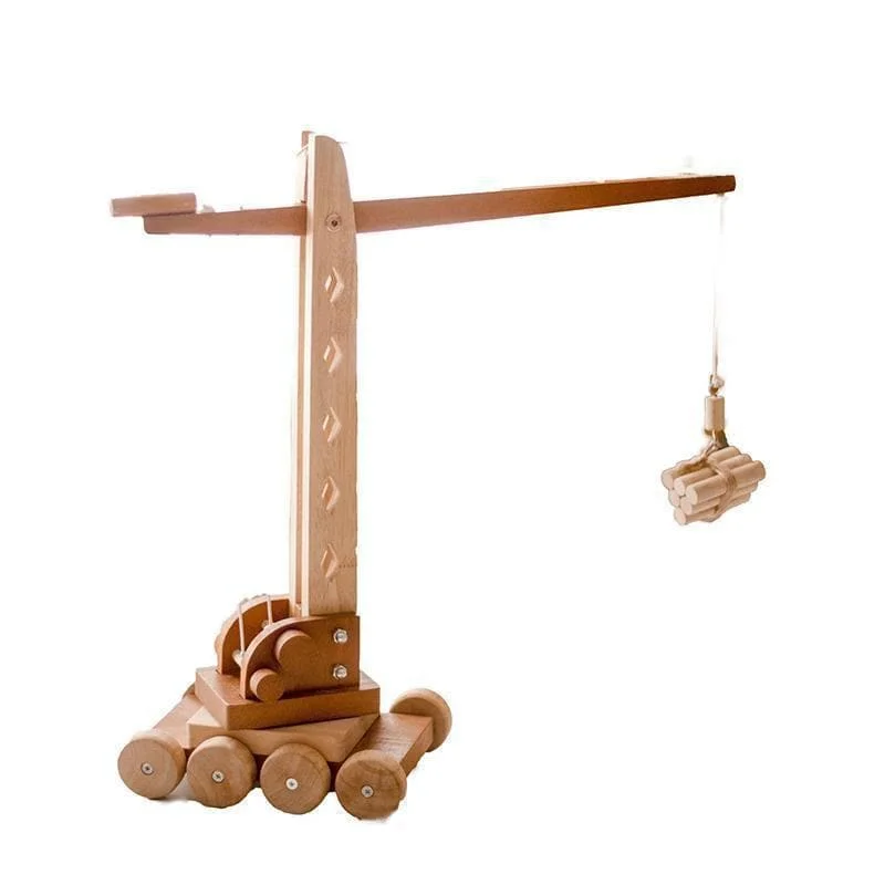 Wooden Toy Truck with Detachable Trailer for Imaginative Play and Cargo TransportWooden Crane