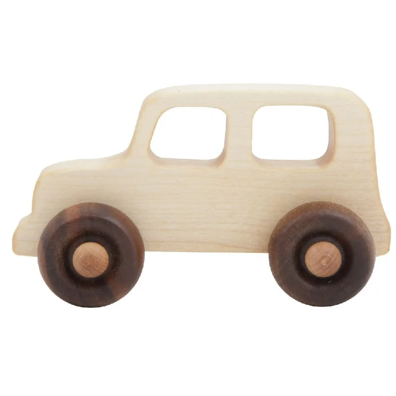 Natural Finish Wooden Pull - Along Wagon for Outdoor Toy Transport and PlayWooden Off Road Vehicle