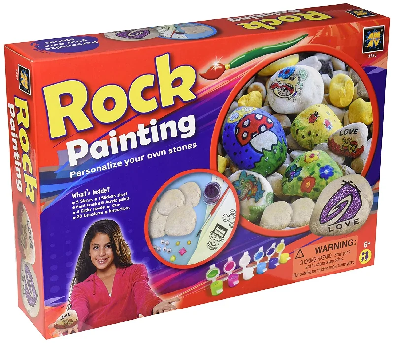 Sustainable Solid Wood Educational Toys with a Language - Learning Activity BookAmav Creative Craft Rock Painting Non-Toxic Acrylic Paint Set - 39 Pieces