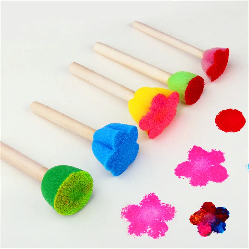 Sustainable Wooden Educational Toys with Counting and Number Recognition ElementsArt & Craft - 4 / 5pcs Toddlers Sponge Dabbers