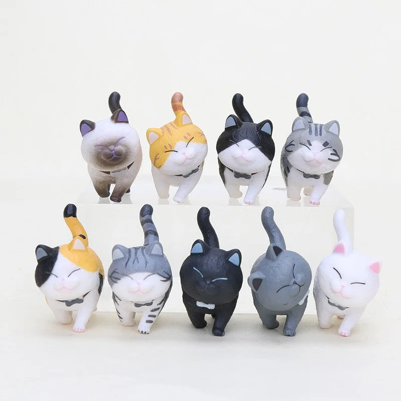 High - Quality Solid Wood Educational Toys for Developing Fine Motor Skills in KidsCartoon Cats Small Toy PVC Lovely Animal Cat for Decor Display