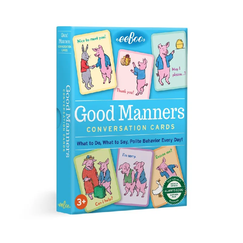 Sustainable Wooden Educational Toys with Counting and Number Recognition ElementseeBoo Good Manners Conversation Cards