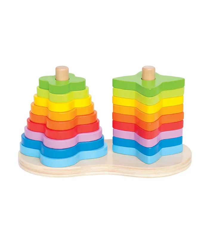 Sustainable Wooden Educational Toys with a Storytelling and Role - Playing SetDouble Rainbow Stacker