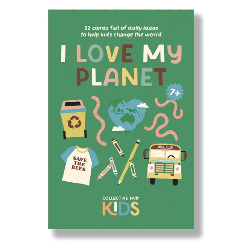 Sustainable Solid Wood Educational Toys with a Language - Learning Activity BookI Love My Planet Card Deck