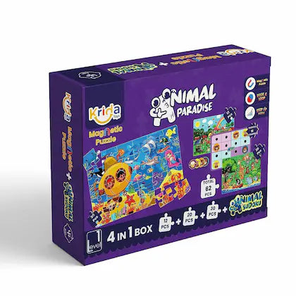 Hand - Painted Wooden Educational Toys in a Historical and Cultural Theme4 in 1  Animal Magnetic Puzzle & Sudoku