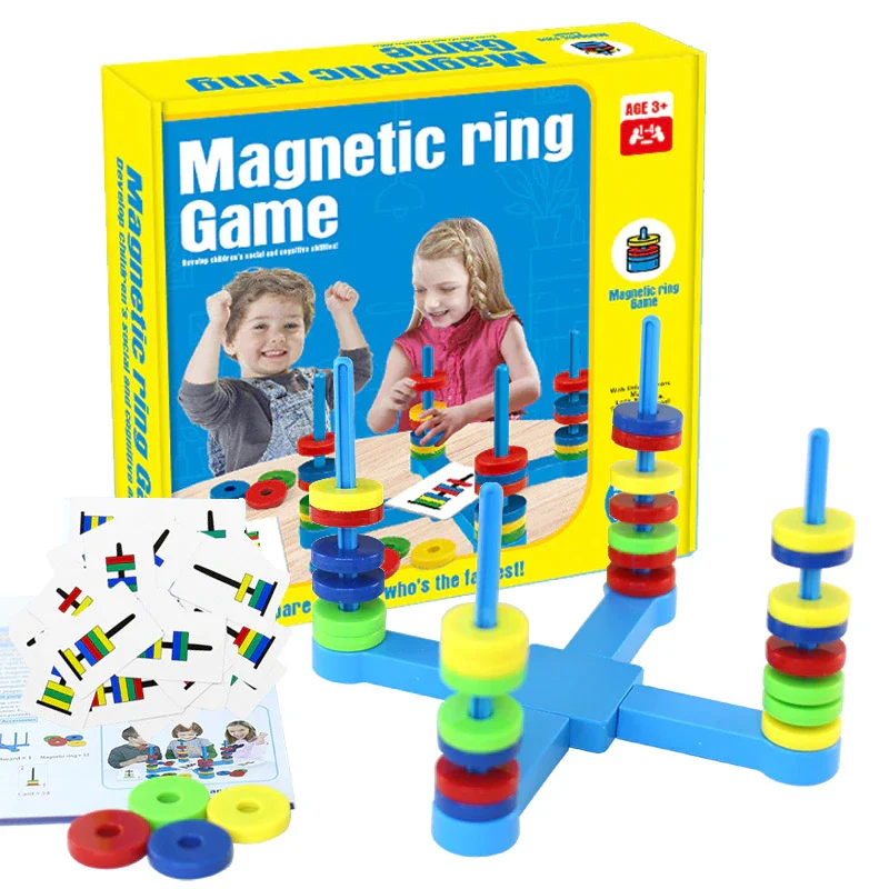 Eco - Friendly Solid Wood Educational Toys with Shape - Sorting Features for 1 - 3 Year OldsMagnetic Match Ring Game  - Brain teaser IQ Game