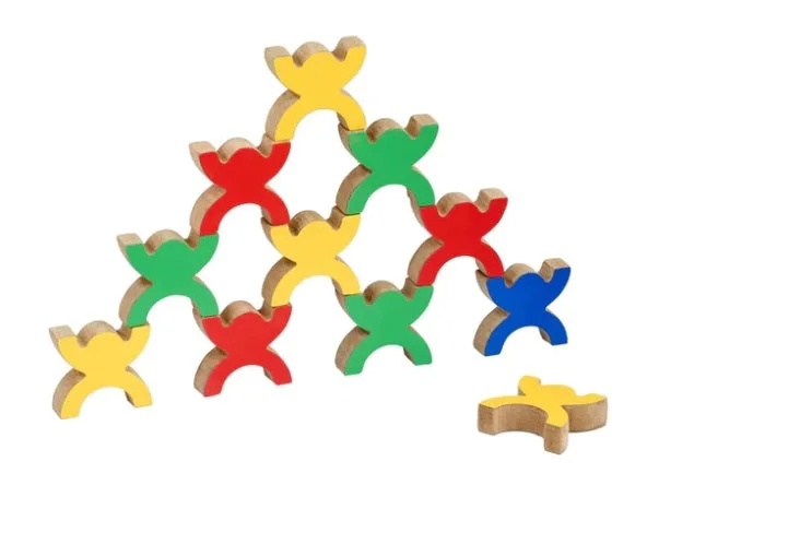 Natural Finish Wooden Educational Toys with a Music - Making Function for 3 - 5 Year OldsMen Pyramid Stacking/ Balance