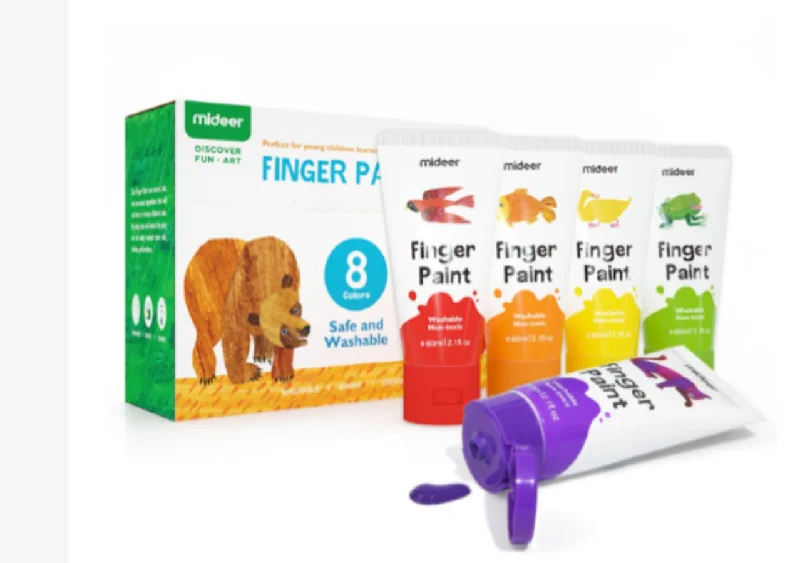 Natural Wood Early Learning Educational Toys for Toddlers' Cognitive DevelopmentMiDEER - 8 Colours  X Eric Carle Washable Finger Paint- child friendly