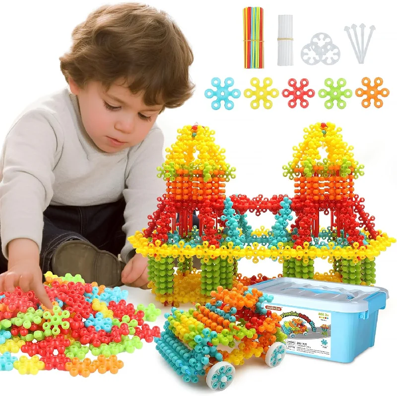 Natural Wood Educational Toys with a Magnetic Puzzle Design for Brain TrainingMumma mall ColorSpark Building Blocks ?✨ (200pcs Block, 26 Color Stick, 6Pcs Wheels, 6Pcs Stick, 6Pcs Support Stick)