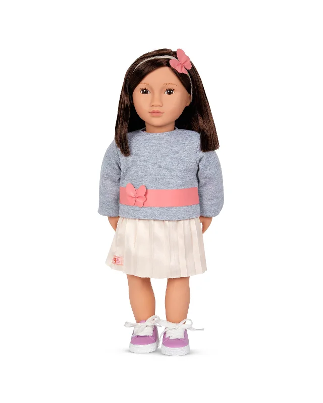 Collector - Grade Porcelain Dolls with Hand - Painted Facial Features and Custom - Made AccessoriesOur Generation Doll with Pink Pleated Skirt Mei