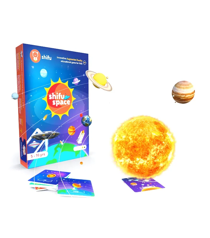 Sustainable Wooden Educational Toys with a Storytelling and Role - Playing SetAR Flashcards - Space