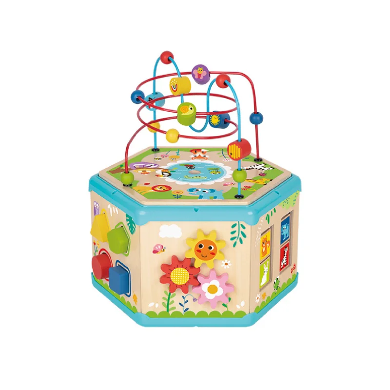 Sustainable Wooden Educational Toys with a Storytelling and Role - Playing SetTooky Toy 7-in-1 Wooden Activity Cube