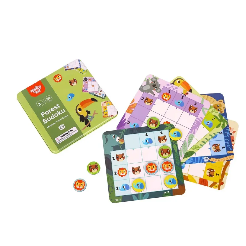 Sustainable Solid Wood Educational Toys with a Language - Learning Activity BookTooky Toy Forest Sudoku Game