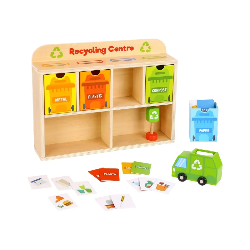 Natural Wood Early Learning Educational Toys for Toddlers' Cognitive DevelopmentTooky Toy Wooden Recycling Centre - 39Pcs