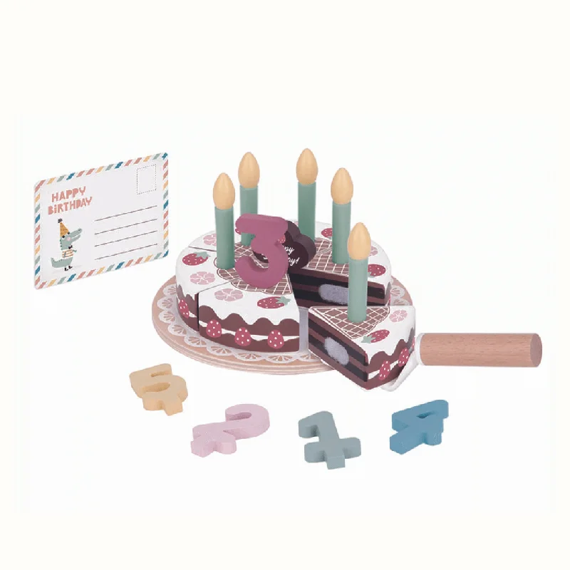 Eco - Conscious Solid Wood Educational Toys with a Social - Skills Development GameWooden Birthday Cake Set