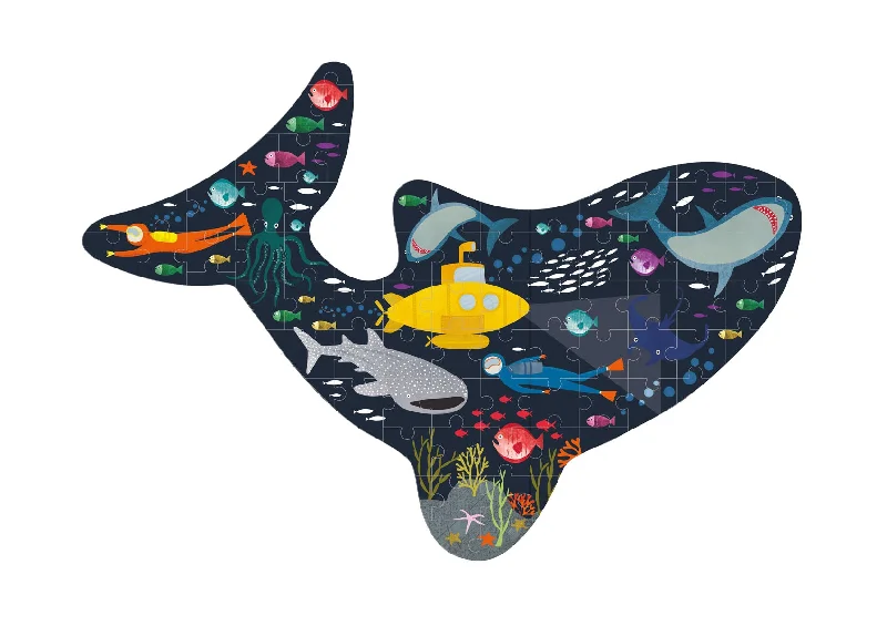 Eco - Friendly Sustainable Wooden Puzzles in Animal Shapes for Environment - Conscious Parents80 Piece Deep Sea Puzzle by Floss and Rock