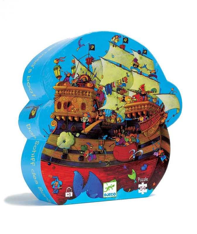 Puzzle - Challenge - Card - Attached Wooden Puzzles with a Sports Theme for Competitive PlayersBarbarossa Pirate Ship 54 Piece Puzzle by Djeco