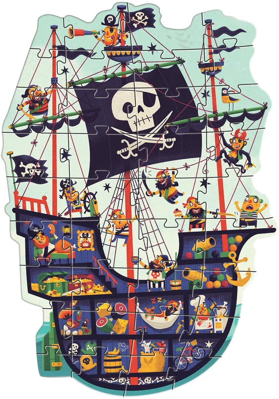 Eco - Friendly Sustainable Wooden Puzzles in Animal Shapes for Environment - Conscious ParentsDjeco Giant Pirate Ship Puzzle 36 Pieces