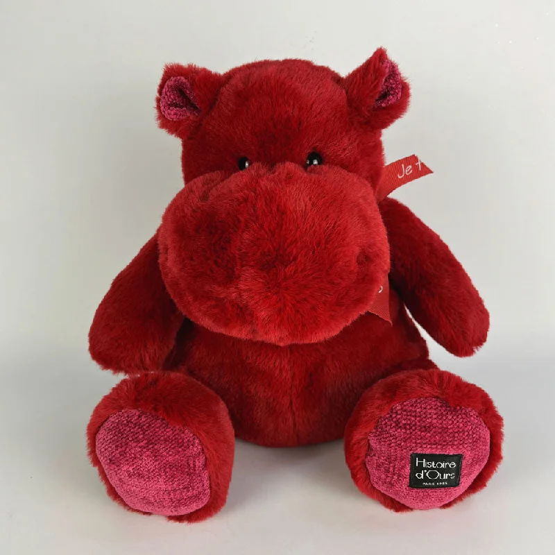 Plush Farm Animal Sets with a Cow, Pig, and Sheep for Nursery DecorHistoire d'Ours Hippo Red 40cm